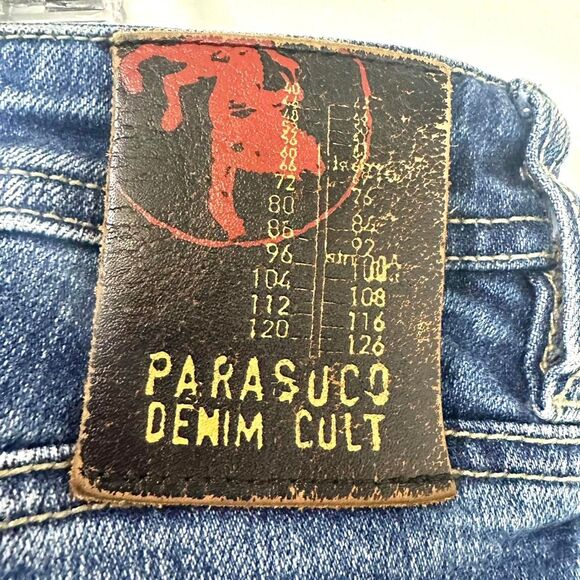 PARASUCO Vintage 90s Y2K Blue Denim Straight Leg Jeans Pockets Men 42x32 Fading - Picture 7 of 8